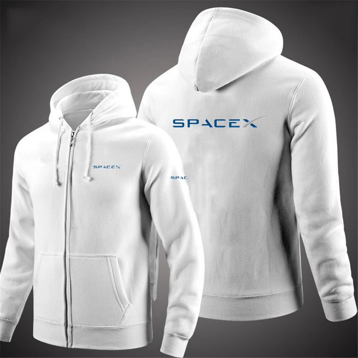 SpaceX Men’s Full-Zip Hoodie | Premium Fleece Tech Jacket with Hood