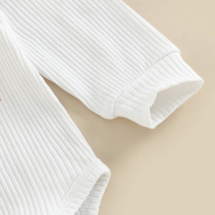 3PCS Baby Girl Christmas Outfit – Santa Claus & Letter Print Long Sleeve Top, Flare Pants & Headband (0-18M)