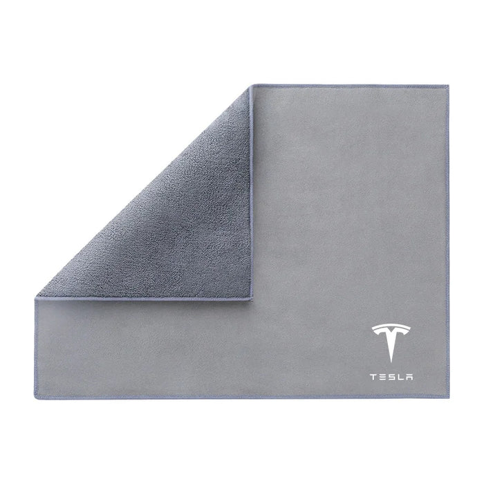 AutoShine™ Premium Microfiber Detailing Towel – Ultra-Absorbent Emblem & Surface Cleaning Rag for Tesla Model 3/S/X/Y/Roadster