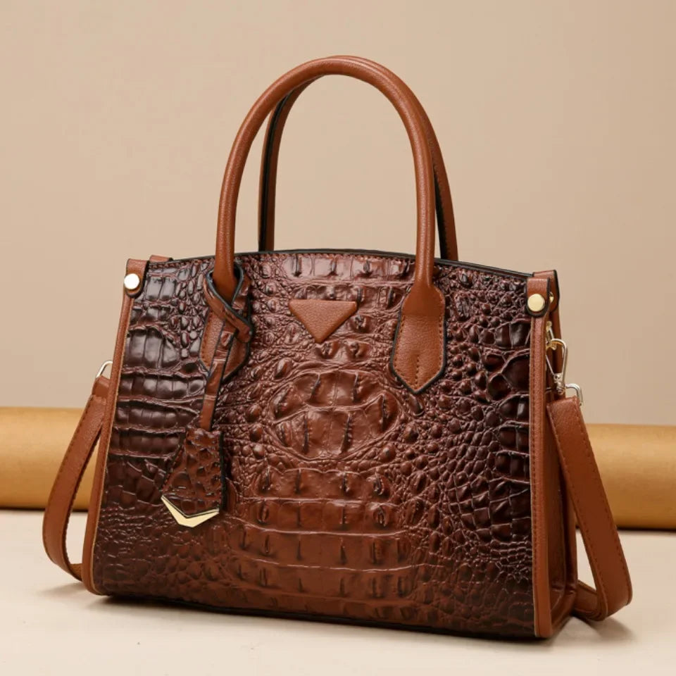 Luxury Croc-Embossed Leather Designer Vintage Purse