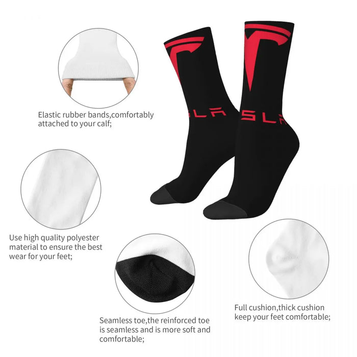 Tesla Red Designer Summer Cool Breathable Socks
