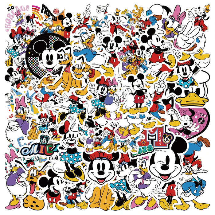 50/100pcs Disney Mix Cartoon Cute Stitch Micky Princess Stickers Vinyl Laptop Luggage Skateboard Waterproof Girl Sticker