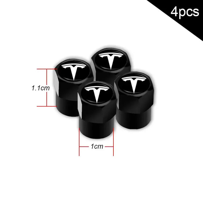 4PCS Tesla Tire Valve Stem Caps – Dustproof Aluminum Alloy Wheel Air Caps for Model 3, Y, S & X