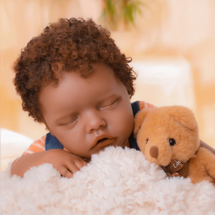 Reborn Baby Dolls Black - 18 Inch Soft Vinyl Realistic African American Baby Doll Sleeping Lifelike Real Life Newborn Baby Doll