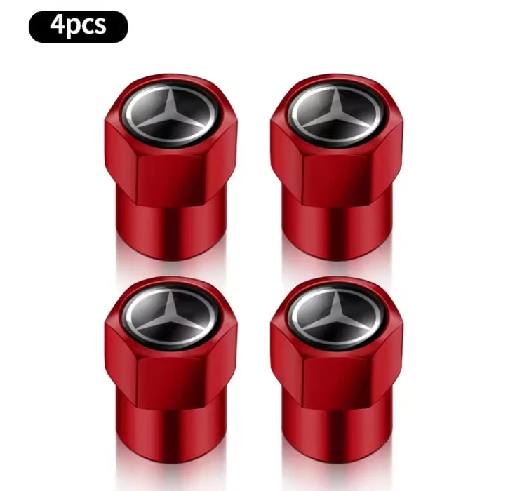4PCS Mercedes-Benz AMG Metal Tire Valve Stem Caps – Premium Wheel Dust Covers for Mercedes A/B/C/E/S/GLC/CLA/GLE/W204/W205