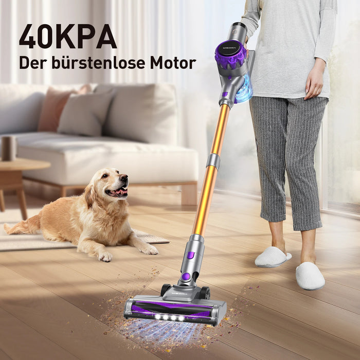 Cordless Vacuum Cleaner – 40Kpa Powerful Suction, 55-Min Runtime, Touchscreen Control, Lightweight Wireless Stick Vacuum for Pet Hair & Carpets