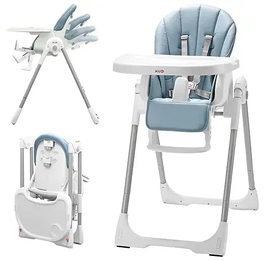 KÜB™ 3-in-1 Foldable Baby High Chair – Convertible Feeding, Booster & Toddler Seat with Removable Tray (Blue)