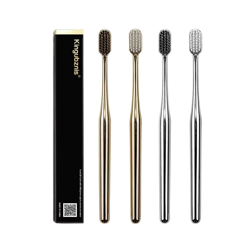 Luxury Metallic Edition Toothbrush | Elegant Gold & Silver Design with Medium-Firm Bristles for Adults
