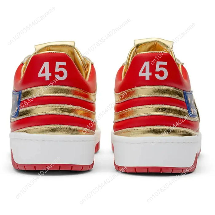 Trump Gold MAGA Never Surrender Shooting Makes Me Stronger Sneakers