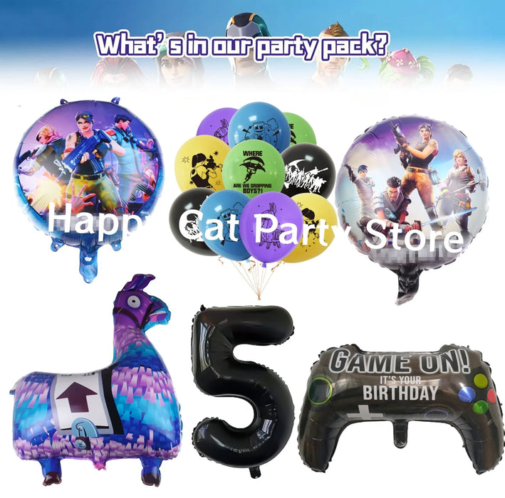 Game Fortnite Birthday Party Decoration Cartoon Plate Tablecloth Baby Shower Kids Favors Party Supplies