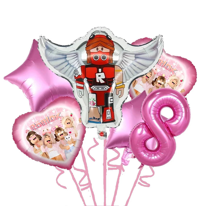 Roblox Birthday Children Decoration Pink Girl Balloons Tableware bag Paper Plate Cup Straw Party Supplies Game Baby Shower