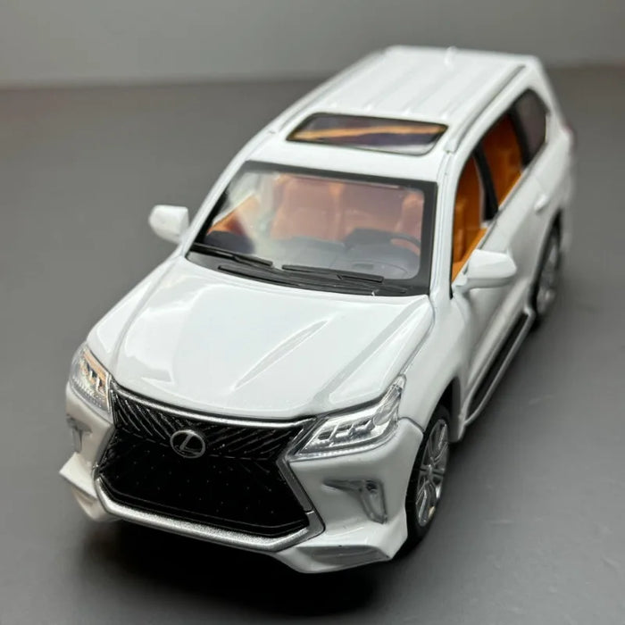 Diecast 1/32 LEXUS LX570 Off Road Vehicles Model Sound Light Pullback Collective Car Model Kid Boy Car Toys Gift