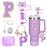 8-Piece Accessories Set for Stanley 30oz & 40oz Tumblers – Silicone Straw Covers, Protective Boot, Handle Charm & Initial Stickers