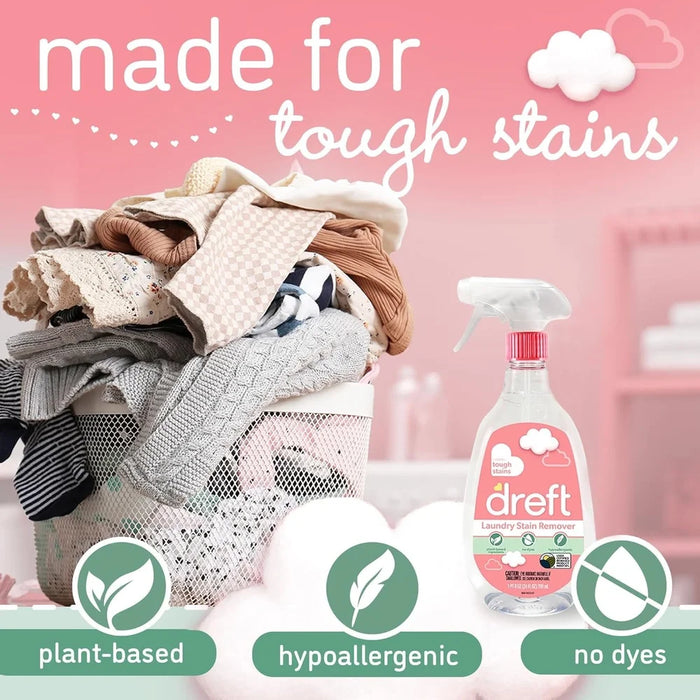 Plant Based Baby Laundry Stain Remover Spray 4 Pack Hypoallergenic Odor Eliminating Safe Fabrics Multi-Surface Stain Cleaner