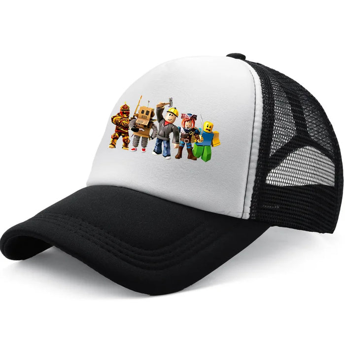 Roblox™ Roblox-Inspired Cartoon Baseball Hat – Mesh Snapback Sun Cap for Kids & Teens
