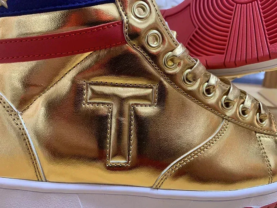 Trump Gold Men's MAGA Sneakers – Patriotic Streetwear Shoes