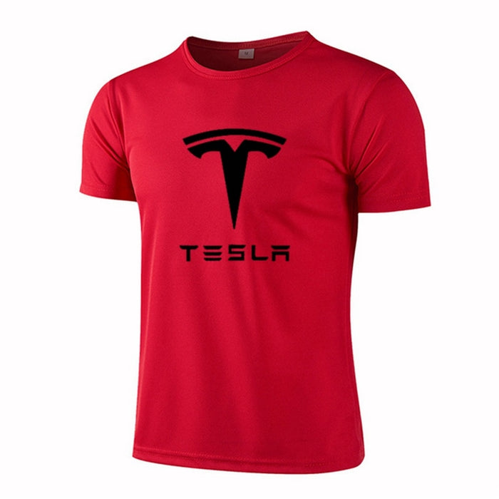 Tesla Men's Sports Short-sleeved Silk Mesh T-shirts