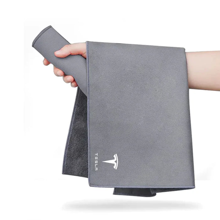 AutoShine™ Premium Microfiber Detailing Towel – Ultra-Absorbent Emblem & Surface Cleaning Rag for Tesla Model 3/S/X/Y/Roadster