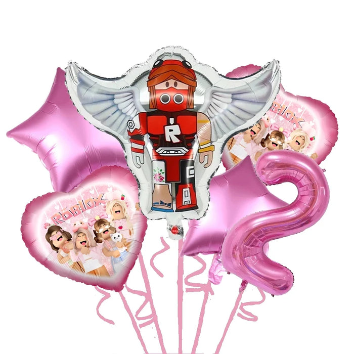 Roblox Birthday Children Decoration Pink Girl Balloons Tableware bag Paper Plate Cup Straw Party Supplies Game Baby Shower