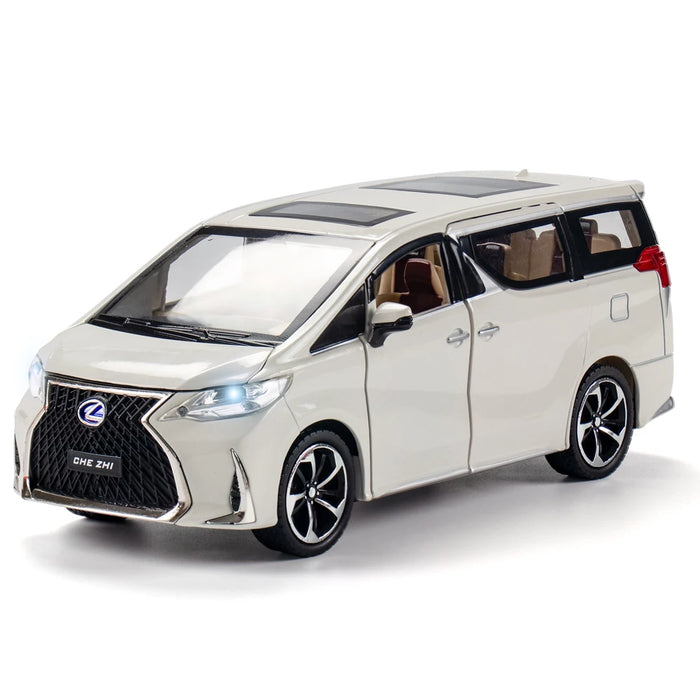 1/24 Lexus LM300H MPV Van Diecast Toy Car Model Miniature Pull Back Sound & Light Doors Openable Collection Gift