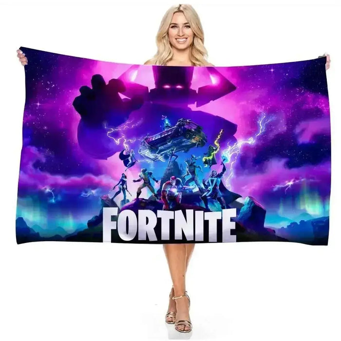 Fortnite Kids Wearable Bath Towel – Soft Microfiber Hooded Cartoon Bathrobe for Boys & Girls, Quick-Dry Beach & Bath Wrap