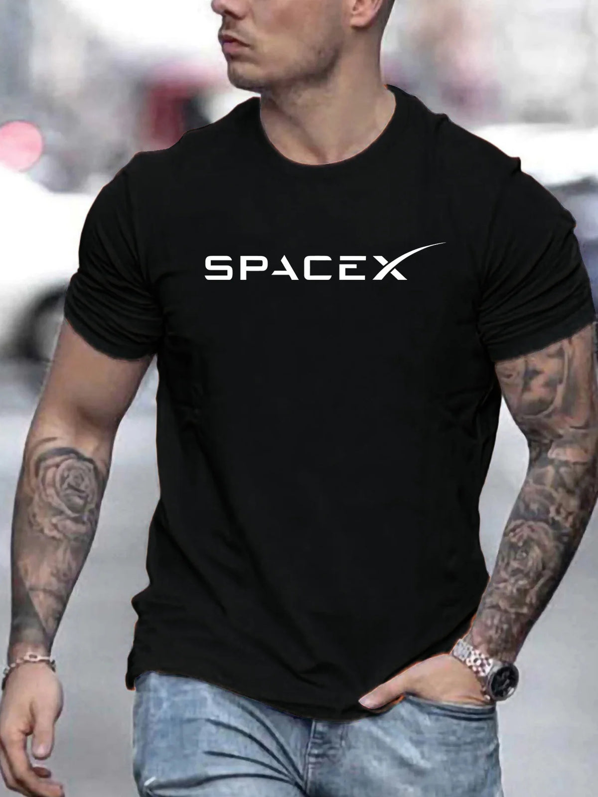 SpaceX Men’s Graphic T-Shirt | Premium Cotton Crew Neck Short Sleeve T ...