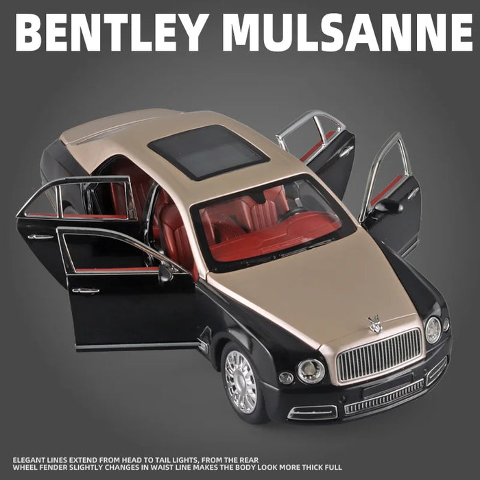 Diecast 1:24 Scale Bentley Mulsanne Alloy Model Car Collection Vehicle Simulation Sound & Light Metal Toy Car Toy For Kids Gift