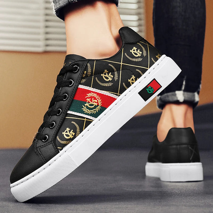 New Luxury Designer Men’s Sneakers – Trendy Lace-Up Vulcanized Shoes
