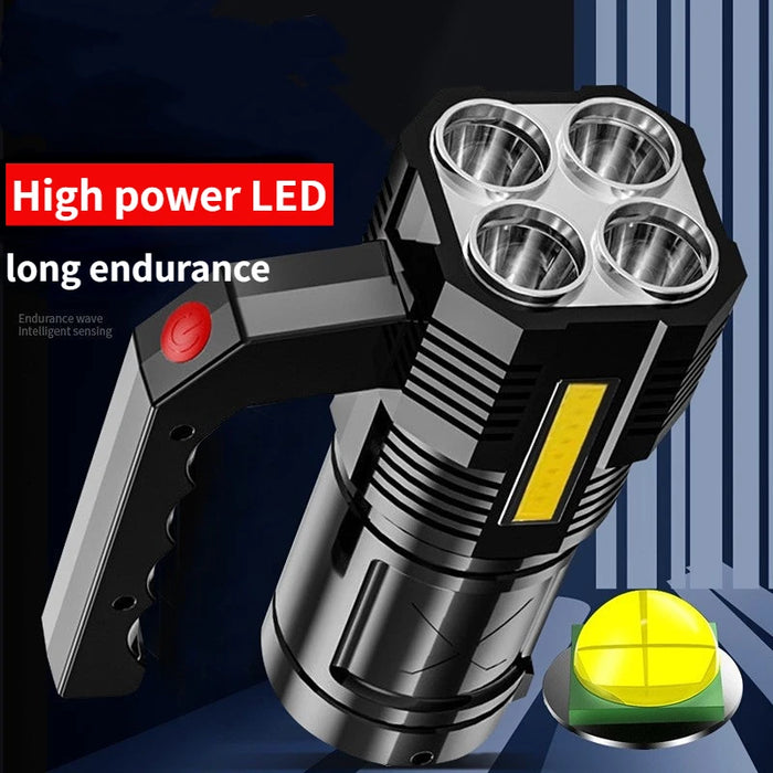 2-in-1 Rechargeable Searchlight & Work Light | High-Power Long-Beam Flashlight for Camping, Patrol, and Emergencies
