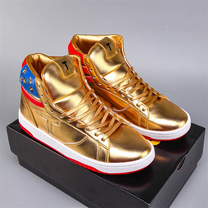 Trump Gold Men's MAGA Sneakers – Patriotic Streetwear Shoes