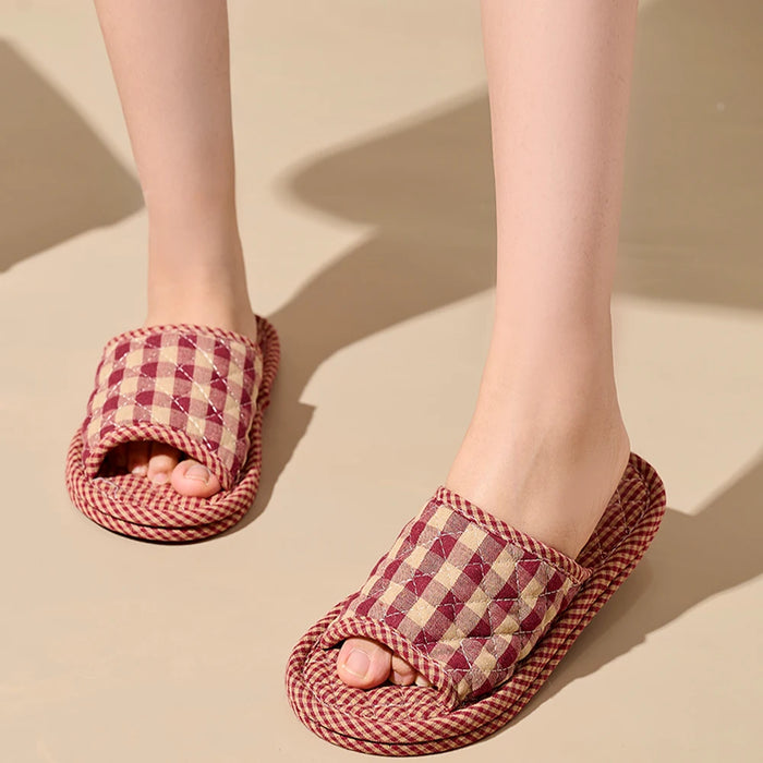 Luxury Designer Indoor Slippers – Soft Cotton, Lightweight & Anti-Slip Retro Home Slides for Ultimate Comfort