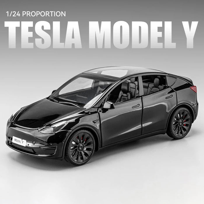 1:24 Tesla Model Y Model 3 Tesla Model S Alloy Die Cast Toy Car Model Sound and Light Toy Collectibles
