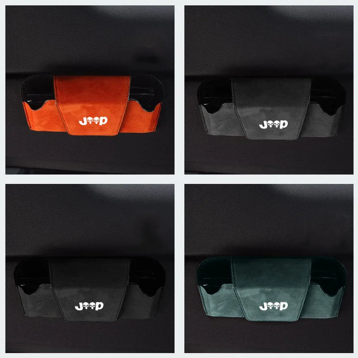 Jeep Car Sun Visor Storage Box Bag Sunglasses Case Holder for Jeep Wrangler JK JL TJ Renegade Grand Cherokee