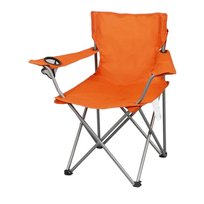 2-Pack Folding Camp Chairs with Cup Holder – Portable Quad Frame Outdoor Chairs for Camping, Tailgating & Sports Events