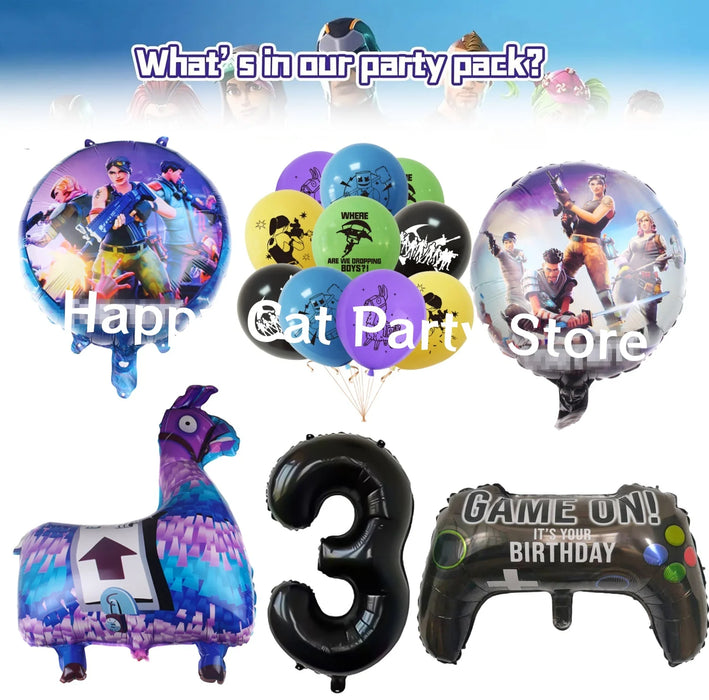 Game Fortnite Birthday Party Decoration Cartoon Plate Tablecloth Baby Shower Kids Favors Party Supplies