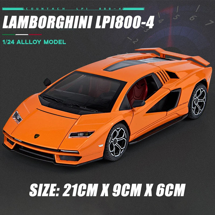 1:24 Scale Lamborghini Countach LPI 800-4 Diecast Model Car – Alloy Sports Car with Sound & Light, Display Collectible Gift