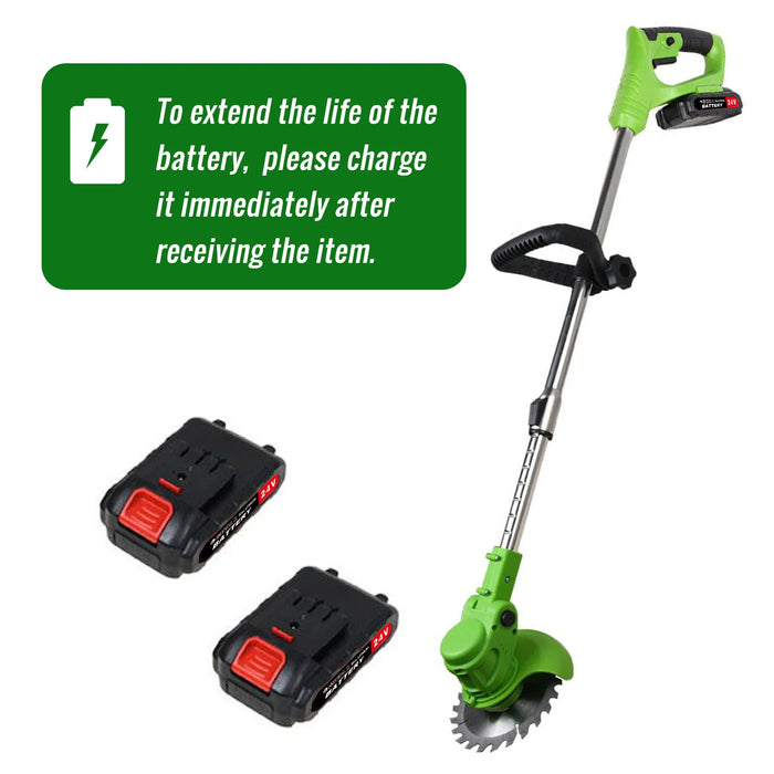 2-in-1 Cordless Electric Grass Trimmer & Lawn Edger – 650W Brushless Motor, 18,000 RPM, 24V Dual Battery Garden Cutter
