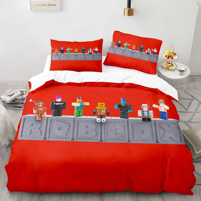 Roblox™ Kids Bedding Set – Colorful Game-Inspired Quilt Cover & Sheet for Dorm or Bedroom