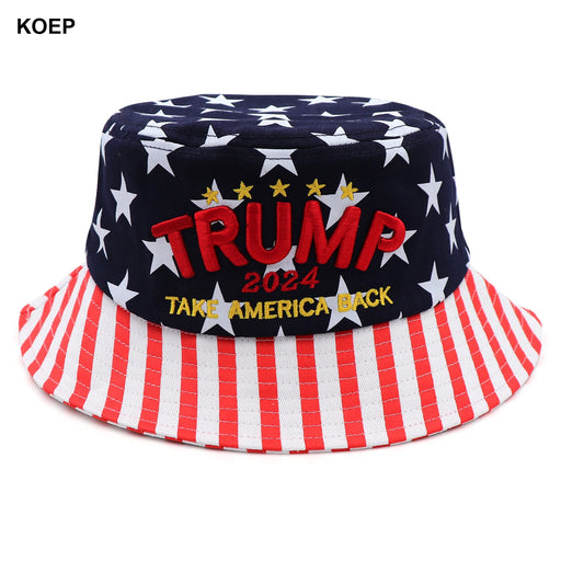 MAGA Bucket Trump 2024 Flag Cap Take America Back Donald Trump Unisex Outdoor Sun Hat