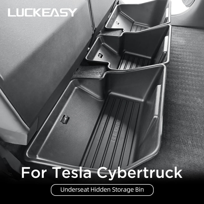 CyberCrate™ Under Seat Storage Box – 3-Piece Rear Organizer Set for Tesla Cybertruck 2024–2025