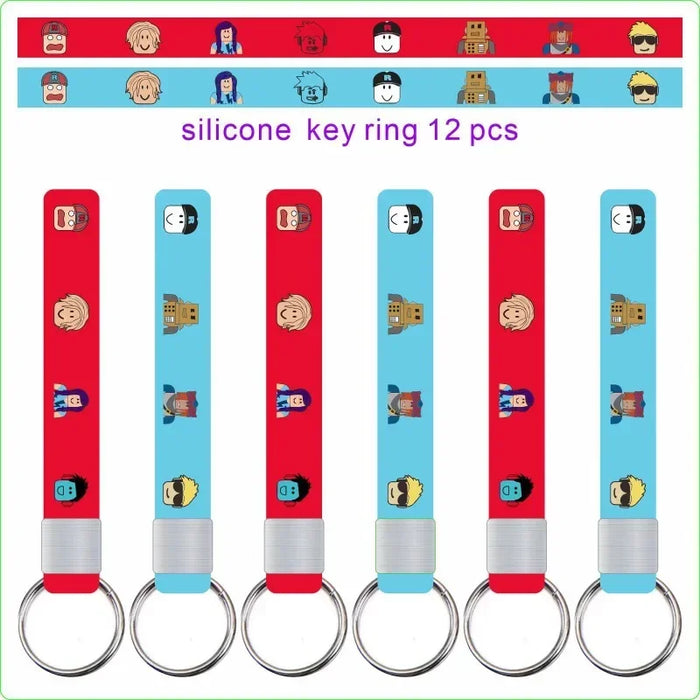 Roblox Game Anime Figure Wristband & Keychain Set – Student Jewelry Accessory