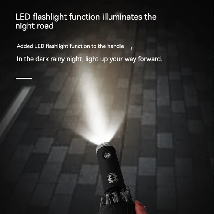 Mercedes™ LED Auto Umbrella – Automatic Windproof Folding Sunshade with Built-In Light, Mercedes-Compatible (A/C/E/S/GLA/GLC/GLK/CLS/ML/Sprinter)