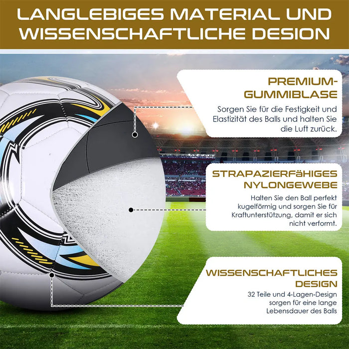Official Size 5 Match Soccer Ball – Thermal Bonded Seamless PU Leather | Professional Outdoor Match & Training Football