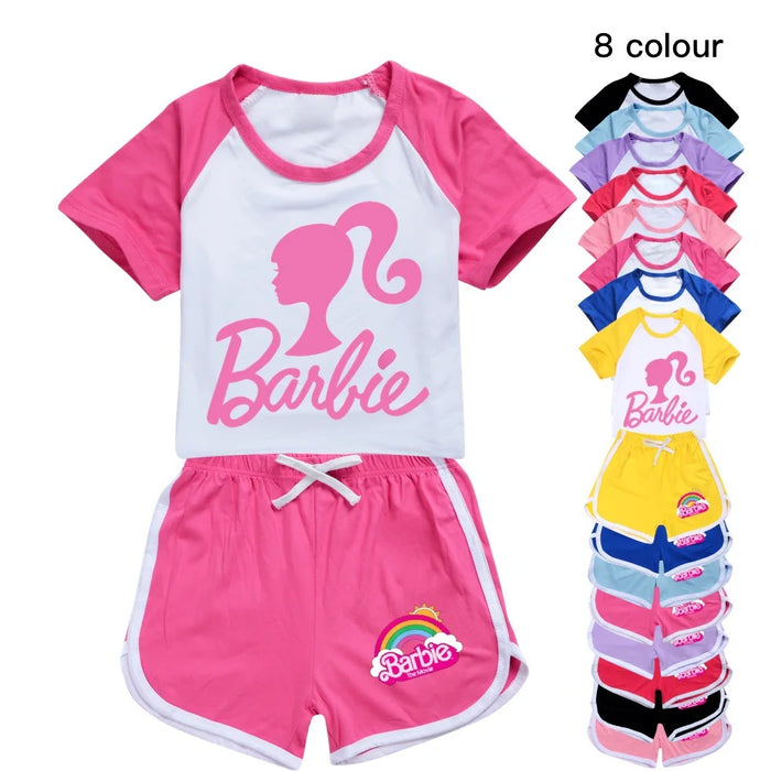 Barbie Barbie The Movie100-170 T-shirt Shorts Sports Suit for Boys and Girls