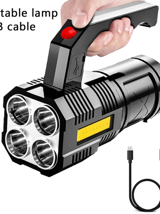 2-in-1 Rechargeable Searchlight & Work Light | High-Power Long-Beam Flashlight for Camping, Patrol, and Emergencies