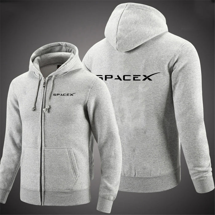 SpaceX Men’s Full-Zip Hoodie | Premium Fleece Tech Jacket with Hood