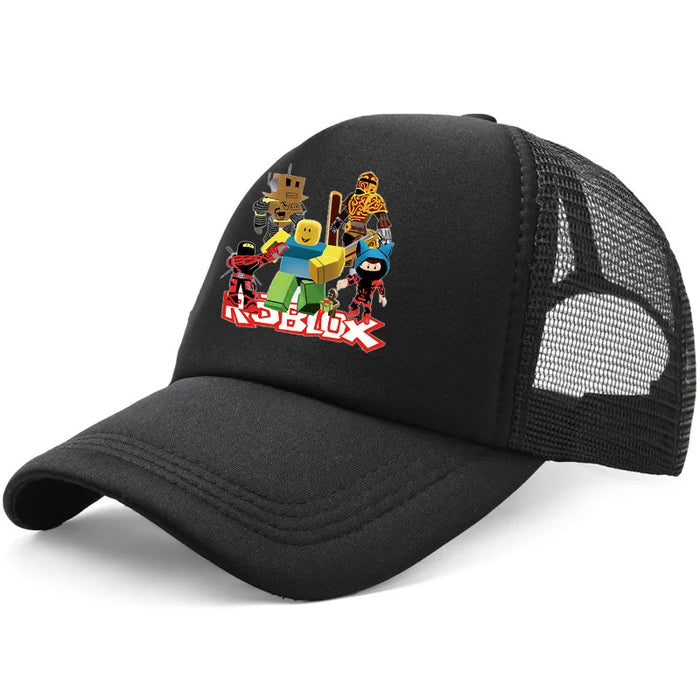 Roblox™ Roblox-Inspired Cartoon Baseball Hat – Mesh Snapback Sun Cap for Kids & Teens
