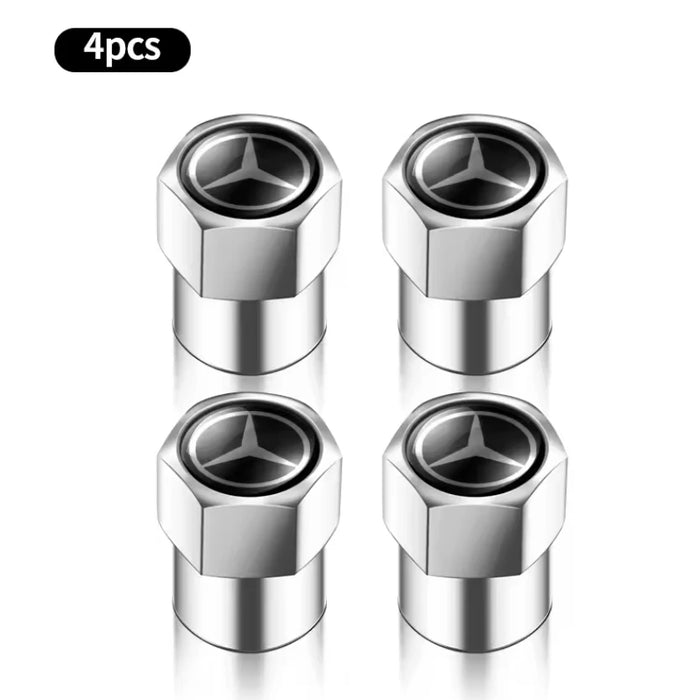 4PCS Mercedes-Benz AMG Metal Tire Valve Stem Caps – Premium Wheel Dust Covers for Mercedes A/B/C/E/S/GLC/CLA/GLE/W204/W205