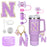 8-Piece Accessories Set for Stanley 30oz & 40oz Tumblers – Silicone Straw Covers, Protective Boot, Handle Charm & Initial Stickers
