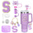 8-Piece Accessories Set for Stanley 30oz & 40oz Tumblers – Silicone Straw Covers, Protective Boot, Handle Charm & Initial Stickers